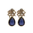 Arete pulpo kraken + Drop clásico tanzanita Arete Base de Joyería Regina Castillo