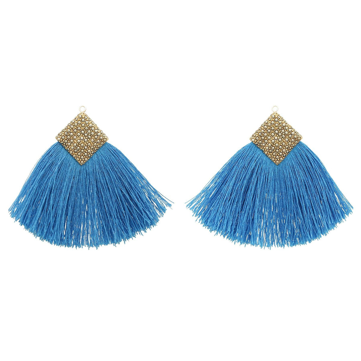 Drop rombo tejido seda azul Drops de Joyería Regina Castillo